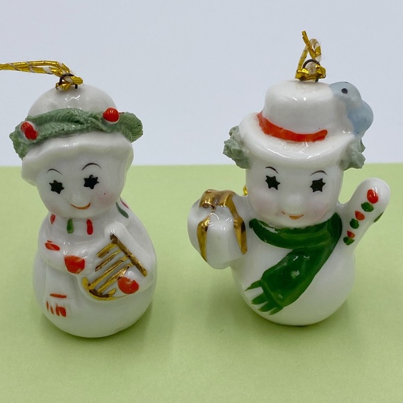 Vintage Mini Bone China Starry Eye Christmas Snowman Figurines - Picture 15 of 15
